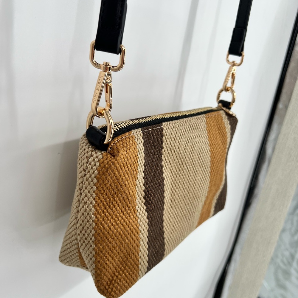 Tory Burch Woven Stripe Crossbody Bag in Tan & Brown - Picture 3 of 11